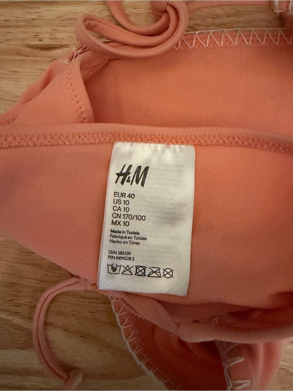H&M Women’s Peach Triangle Tie Bikini Set - Picture 6 of 10